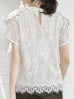 Monochrome Dotted Lace Frill Neck Statement Top