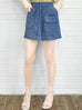 New Colour! Blue Contrast Stitch Patch Pocket A-line Twill Shorts