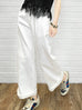 White Canvas Wideleg Slouchy Logo Embroidery Trousers