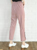 Pink Contrast Piping Lace Detail Tapered Ankle Trousers