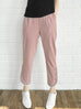 Pink Contrast Piping Lace Detail Tapered Ankle Trousers