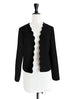 Classy Black Scalloped Collar Open Front Jacket