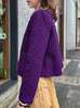 Deep Purple Button Front Boxy Bouclè Tweed Crop Jacket