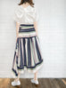 Pastel Stripes Tie-Waist Tiered High/Low Skirt