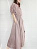 Pink Ruffle Side Slit V-Neck Dress w/Removable Silky Scarf