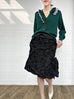 Pleated Texture Folded Waistline Ruffled Side Slit A-line Skirt