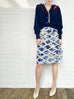 Delft Blue Folded Waistline Ruffled Side Slit A-line Skirt