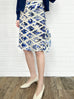 Delft Blue Folded Waistline Ruffled Side Slit A-line Skirt