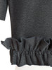 Black Denim Ruffle Detail Strong Shoulder Crop Blazer
