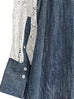 Denim Lace Sleeves Ruffle-Trimmed Parker Jacket