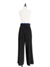 Black/ Navy Contrast Pleated Waist Airy Wide Leg Trousers