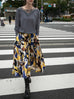 Dual-tone Vibrant Floral Print Flowy Round Skirt