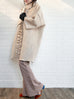 Taupe Ruffled Cashmere Luxury Cocoon Coat with Matching Scarf