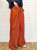 Pumpkin Orange Pleated Pocket Detail Wide Leg Trousers