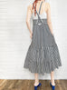 Mono Striped Lace Halter Neck Cross-back Maxi Dress