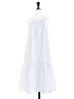White Striped Cotton Halter Neck Cross-back Maxi Dress