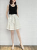 Creamy White Removable Bow Belt Tiered A-line Silky Skort