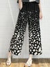 Mono Gradate Dots Contrast Piping Silky Cropped Trousers