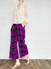 Last Chance! Fuchsia Blooming Petal Contrast Piping Silky Cropped Trousers