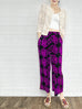 Fuchsia Blooming Petal Contrast Piping Silky Cropped Trousers