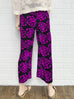 Fuchsia Blooming Petal Contrast Piping Silky Cropped Trousers