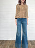 Chestnut Embossed Aran Knitted Square Lace Slim Fit Jacket