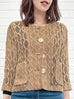 Chestnut Embossed Aran Knitted Square Lace Slim Fit Jacket