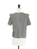 Striped Ruffle Shoulder Logo Embroidery Tee