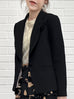 Black Asymmetrical Ruffled Lapel One Button suit jacket