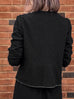 Textured Black Scallop Stitched Trim Peplum Spring Jacket