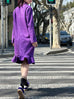 Purple Wide Shoulder Ruffled Hem Wool Blend Easy Coat