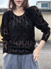 Black Dots Round Collar Pleated Shoulder Knit Top
