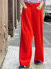 Poppy Red Pleat Front Detail Wide Leg Trousers