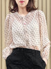 Final Sale! Hearty Print Ruffle Collar Balloon Sleeve Airy Blouse
