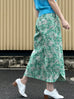 Green Floral Slit Detail pleated Front Culottes