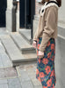 Last Chance! Floral Jacquard Studded Pleat Back Straight Skirt