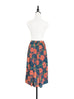 Last Chance! Floral Jacquard Studded Pleat Back Straight Skirt