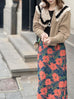 Surprise Sale! Floral Jacquard Studded Pleat Back Straight Skirt