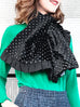 Surprise Sale! Reversible Velvet Dots & Embossed Houndstooth Ruffle Trim Pull Through Scarf