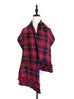 Surprise Sale! Red Plaid Pleated Ruffle Trim Check Woollen Scarf