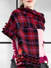 Surprise Sale! Red Plaid Pleated Ruffle Trim Check Woollen Scarf