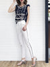 SPECIAL! White Ruffle Pocket Scallop Side Trim Trousers