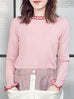 Surprise Sale! Pinky Scallop Collar Contrast Trim Cashmere Wool Blend Sweater