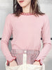 Surprise Sale! Pinky Scallop Collar Contrast Trim Cashmere Wool Blend Sweater