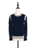 Surprise Sale! Navy Colourblock Scallop Collar Cold-Shoulder Cashmere Blend Sweater