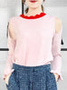 Surprise Sale! Pinky Colourblock Scallop Collar Cold-Shoulder Cashmere Blend Sweater
