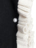 Black & Ivory Pleated Frills Wool & Cashmere Ruana - Scarf