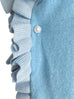 Tonal Blue Pleated Frills Wool & Cashmere Ruana - Scarf