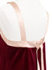 Surprise Sale! Madder Red Silky Contrast V-Neck A-Line Velvet Dress