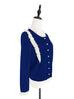 Blue/ Ivory Contrast Ruffle Cashmere & Wool Cardigan